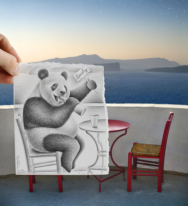 Creative Artwork Pencil Vs Camera by Ben Heine