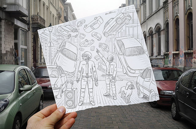 Creative Artwork Pencil Vs Camera by Ben Heine