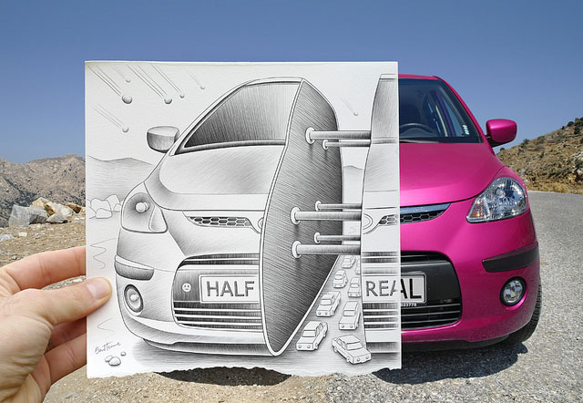 Creative Artwork Pencil Vs Camera by Ben Heine