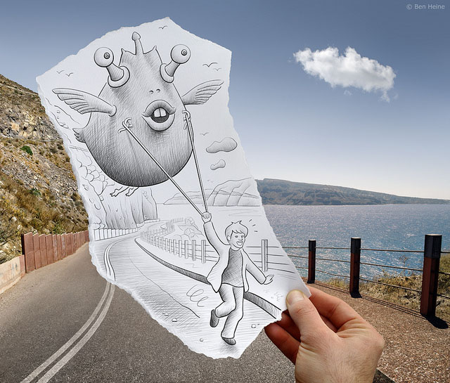 Creative Artwork Pencil Vs Camera by Ben Heine