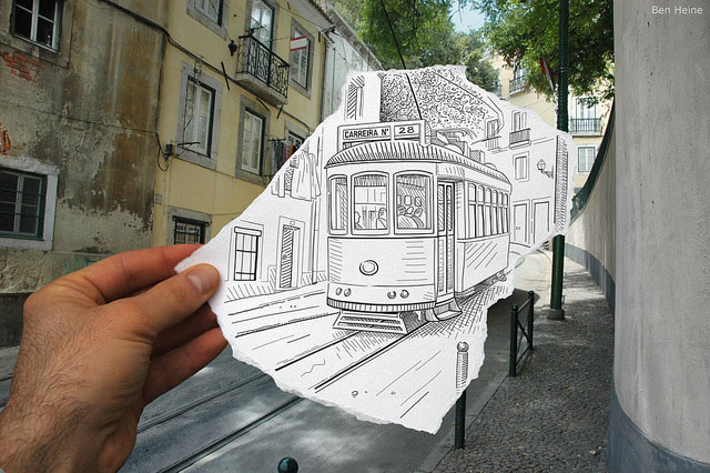 Creative Artwork Pencil Vs Camera by Ben Heine