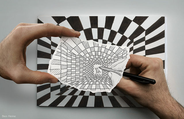 Creative Artwork Pencil Vs Camera by Ben Heine