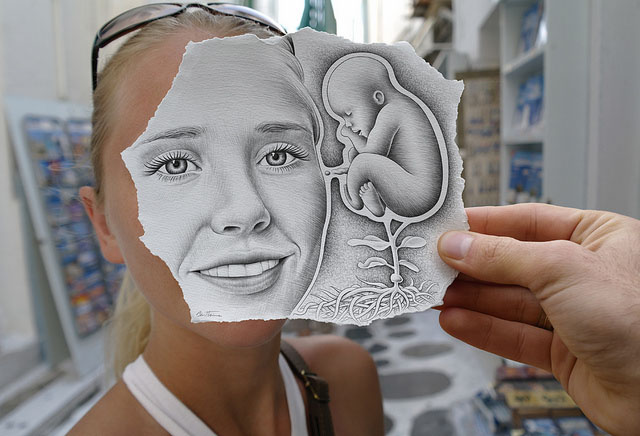 Creative Artwork Pencil Vs Camera by Ben Heine