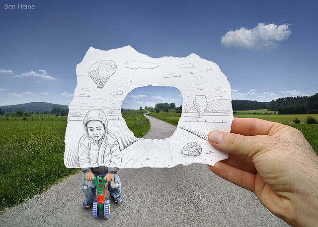 Creative Artwork Pencil Vs Camera by Ben Heine