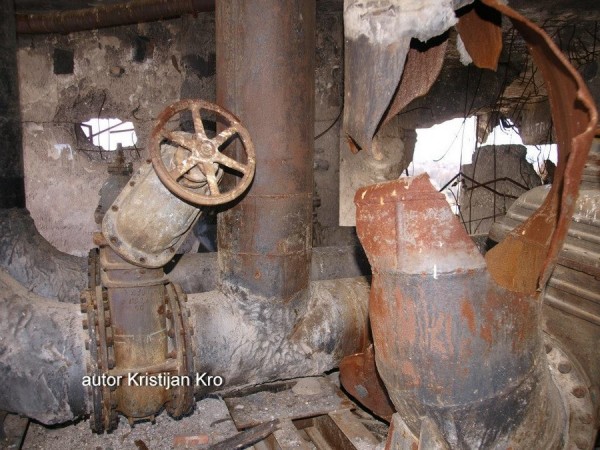 Inside heavily damaged water tower in Vukovar