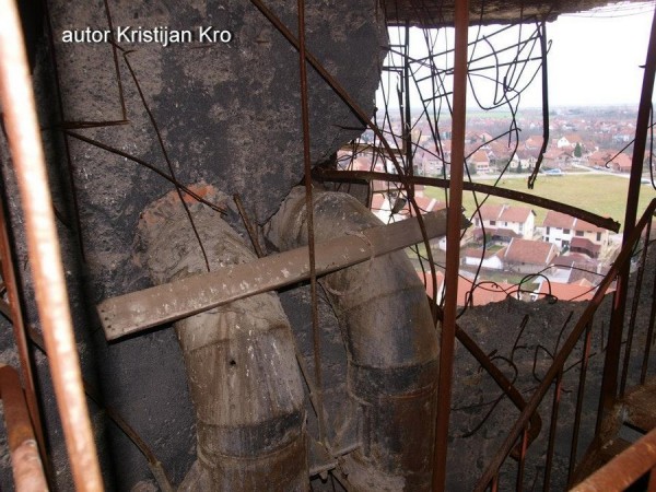 Inside heavily damaged water tower in Vukovar