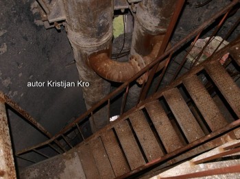 Inside heavily damaged water tower in Vukovar