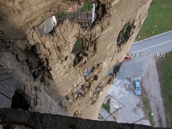 Inside heavily damaged water tower in Vukovar