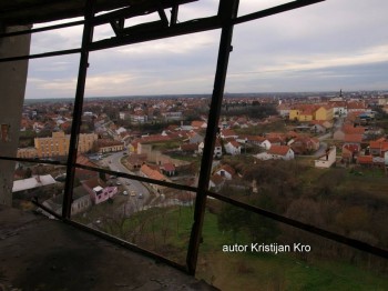 Inside heavily damaged water tower in Vukovar