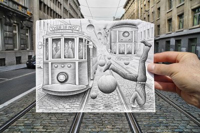 Creative Artwork Pencil Vs Camera by Ben Heine