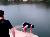 Idiot Nearly Kills His Friend By Pushing Him Off A Cliff