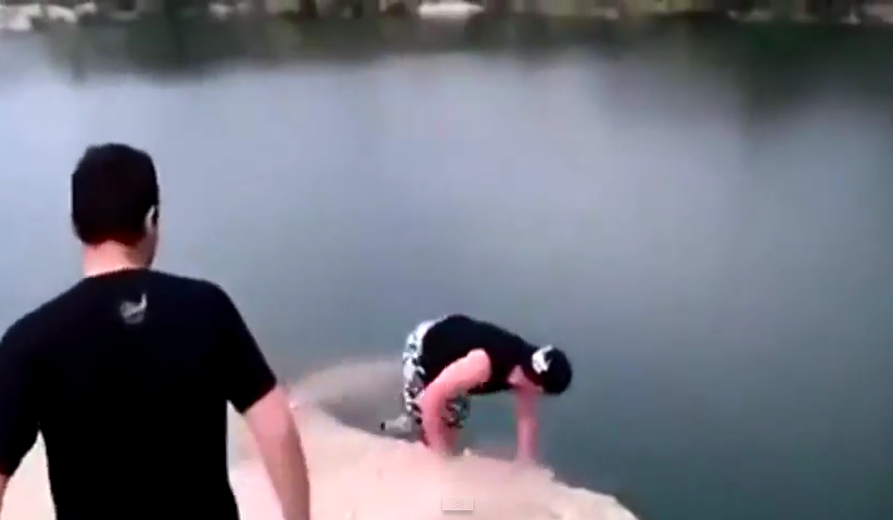 Idiot Nearly Kills His Friend By Pushing Him Off A Cliff